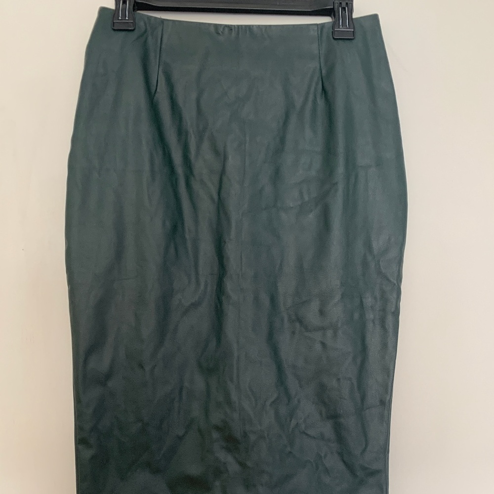 forrest green faux leather bodycon skirt